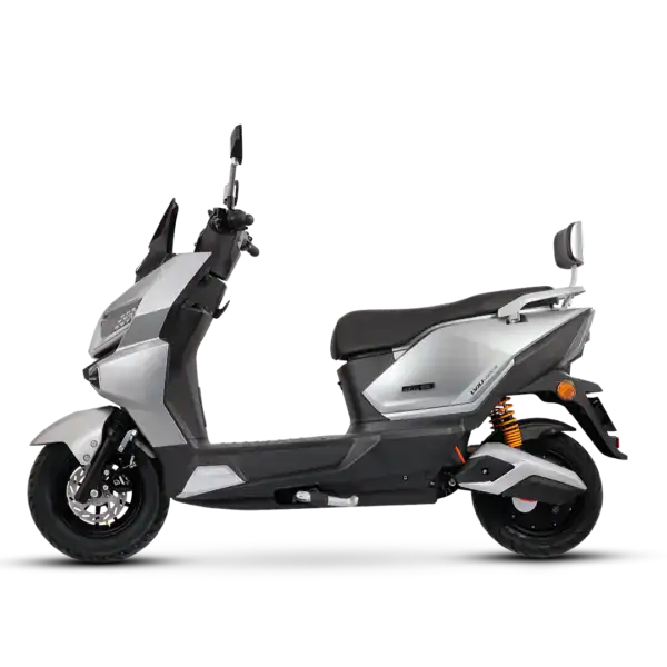 Modern electric scooter with sleek design, black and silver finish, suitable for urban commuting and eco-friendly transportation.