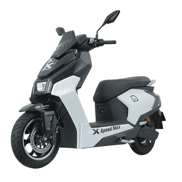 Modern X-ONE electric scooter with sleek design, black and white color scheme, and advanced features for urban commuting.