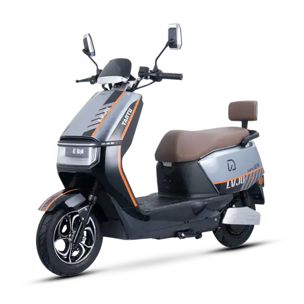 Modern TANTOUR electric scooter with sleek design, brown seat, and digital display, ideal for urban commuting and eco-friendly transportation.