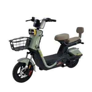 Eco-friendly Bronco Pro electric scooter with basket, ideal for urban commuting and short-distance travel. Features a comfortable seat, durable design, and easy maneuverability.