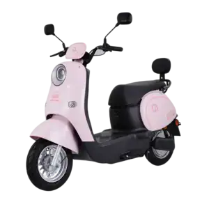 Electric scooter with pink floral design, black seat, and handlebars, ideal for eco-friendly urban transportation and stylish commuting.