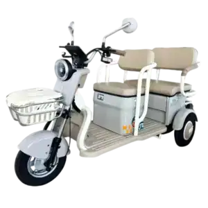 Electric Tricycle for Adults with Basket and Comfortable Seats.