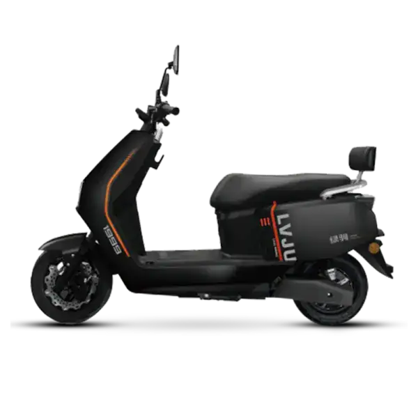 Modern black electric scooter with sleek design, suitable for urban commuting and eco-friendly transportation.