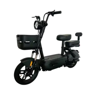 Modern black Lyfei II electric scooter with comfortable seating and front basket, ideal for urban commuting and eco-friendly transportation.