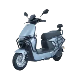 Electric scooter with modern design, suitable for city travel and eco-friendly transportation. Features a comfortable seat, digital display, and storage compartments for convenience.